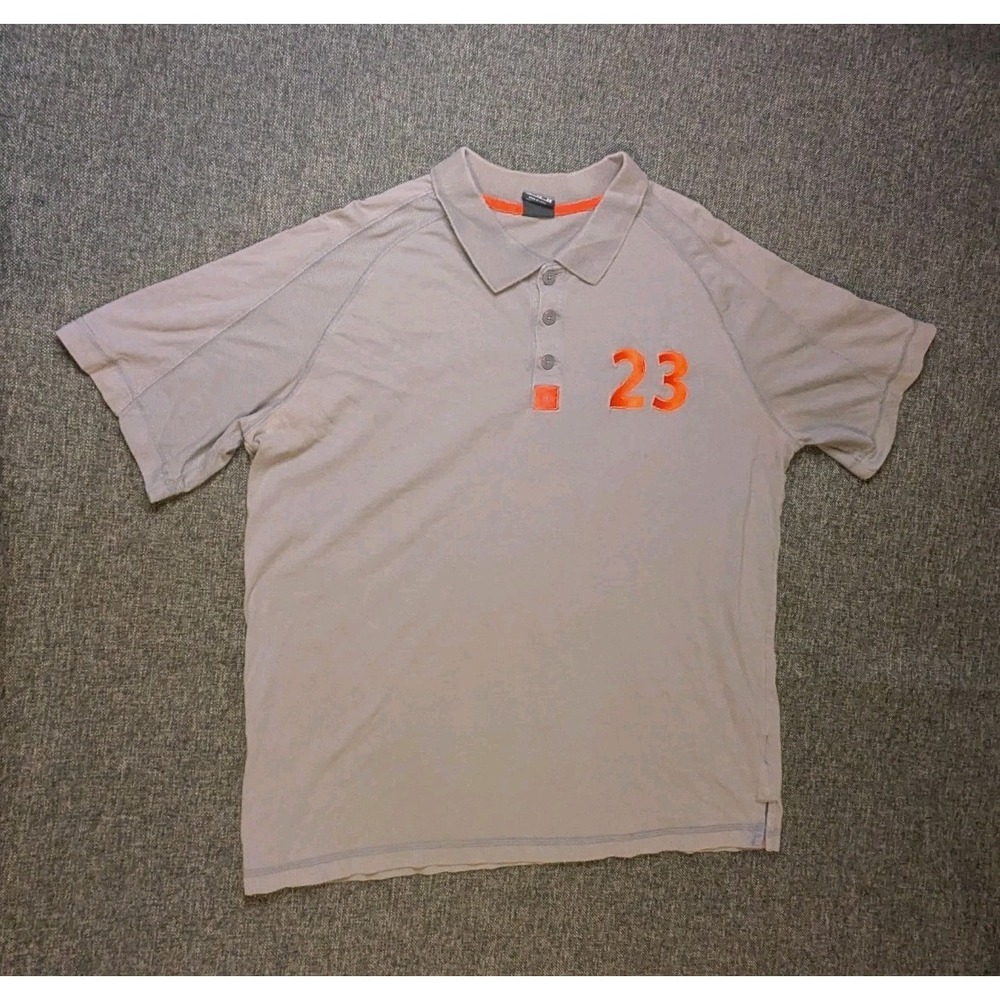 Vintage Jordan Jumpman Orange 23 Logo Men's Golf Polo Shirt Sz XL Gray Y2K Tee